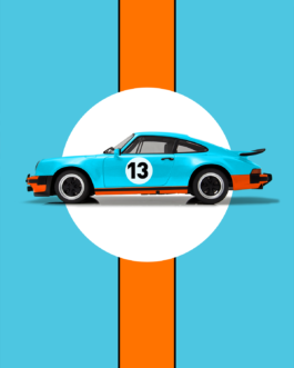 Plakat Porsche 911 930 w malowaniu Gulf